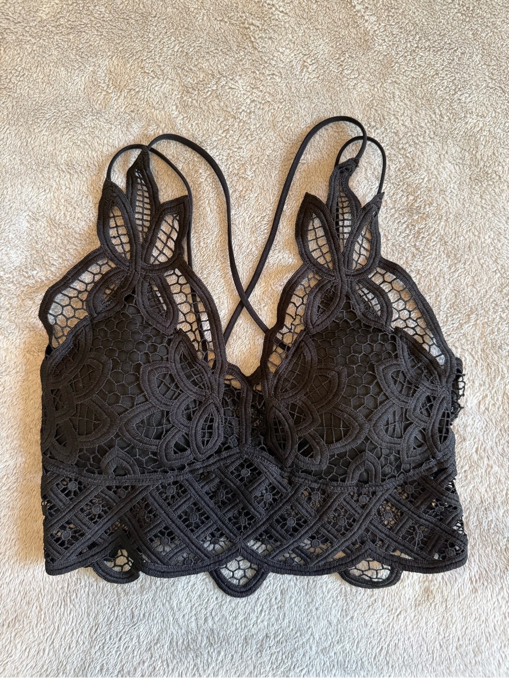 Amazon Black Lace Bralette with Floral Cutwork